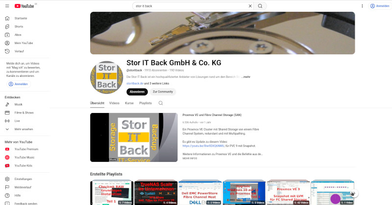 Youtube Kanal der Stor IT Back Youtube Kanal der Stor IT Back