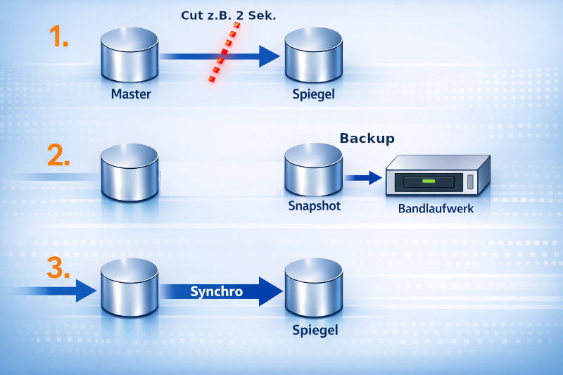 Snapshot mit einer vollen Kopie und einem Cut zum Erstellen. Snapshot Theorie