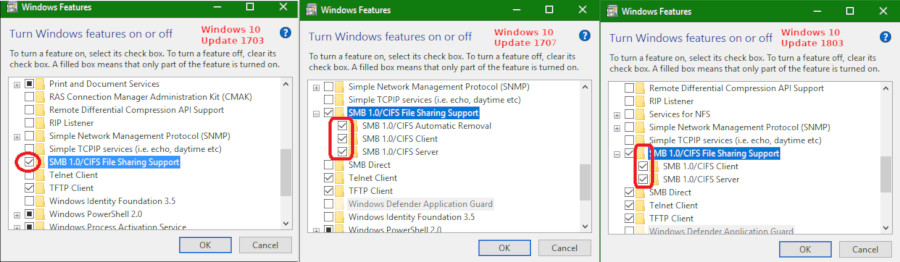 SMB 1.0 und 3.x und CIFS bei Windows 10 SMB / CIFS bei Windows 10
