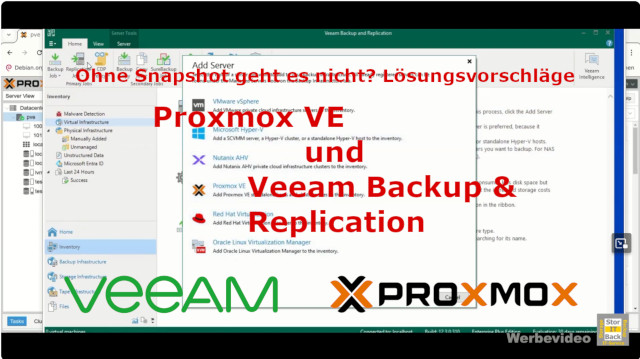 Veeam Sicherung von Proxmox Cluster ohne SnapShot